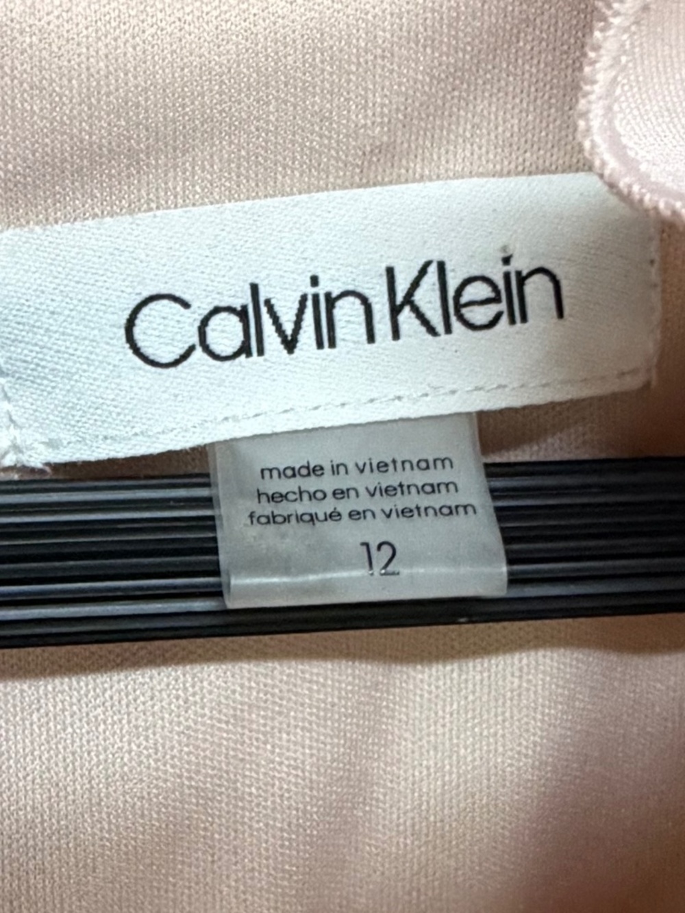Calvin Klein Premium Scuba Crepe Ruffle V-Neck Sheath Dress Blush Pink Size 12 - Picture 8 of 13